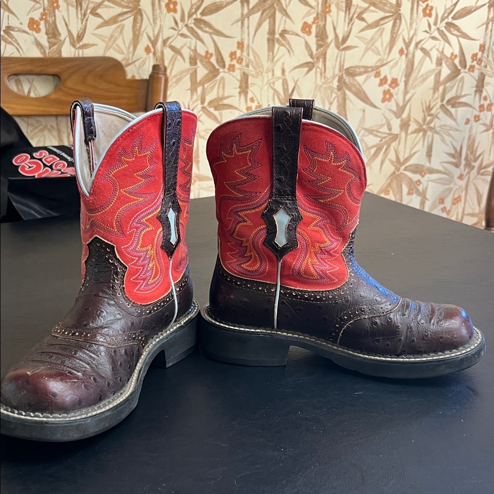 Ariat Red and Brown Western Boots
